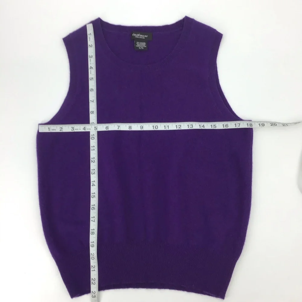 Lord and Taylor Purple Cashmere Sleeveless Sweater - Picture 6 of 7